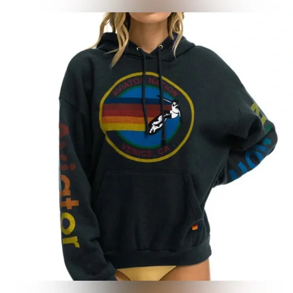 AVIATOR NATION RELAXED PULLOVER HOODIE - CHARCOAL - Picture 2 of 2